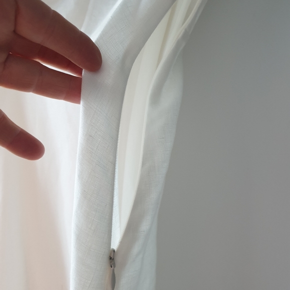 Theory white linen deep v easy dress - Picture 4 of 9